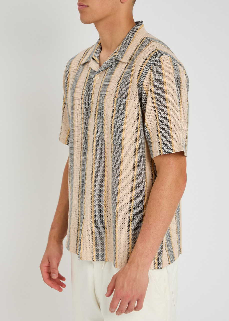 Universal Works Road Striped-intarsia Cotton-knit Shirt