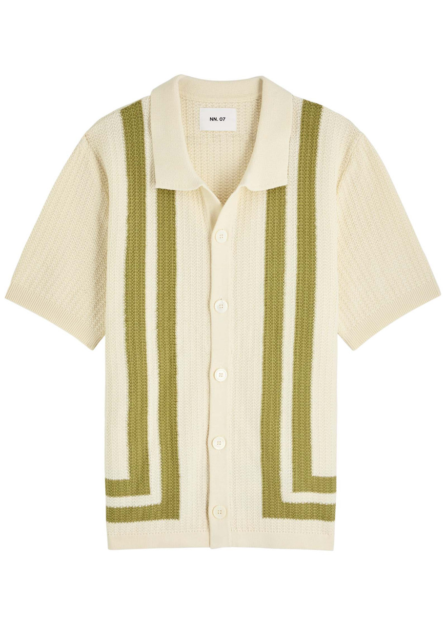 NN07 Ares Striped-intarsia Knit Shirt - Cream - XL