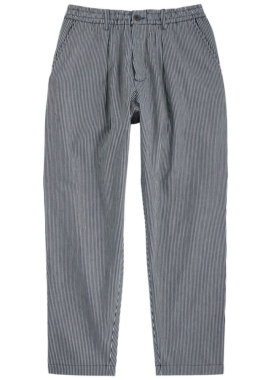 Universal Works Pleated Striped Cotton-twill Trousers