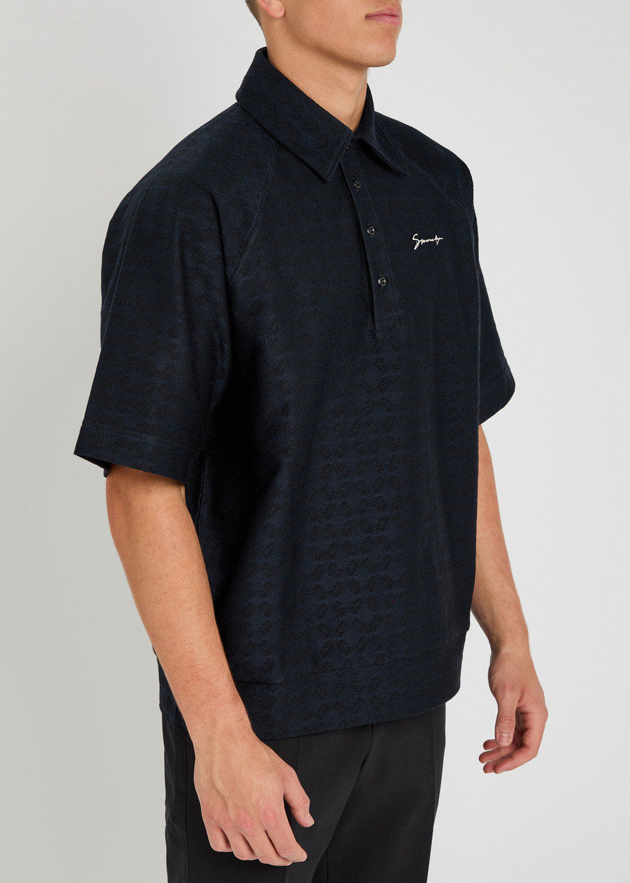  Givenchy Patterned-intarsia Cotton Polo Shirt - Black - S 