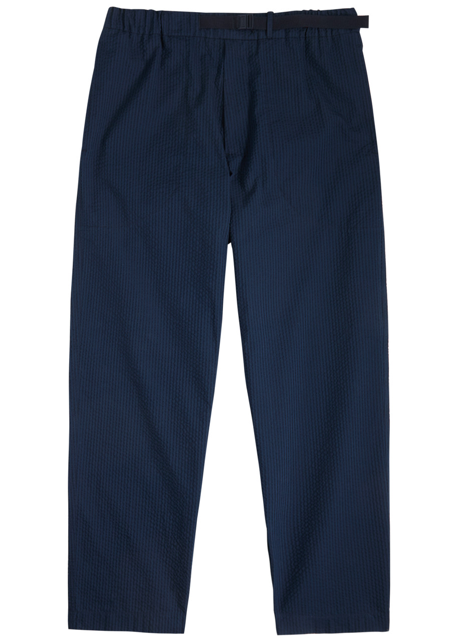 Moncler Navy Belted Seersucker Trousers