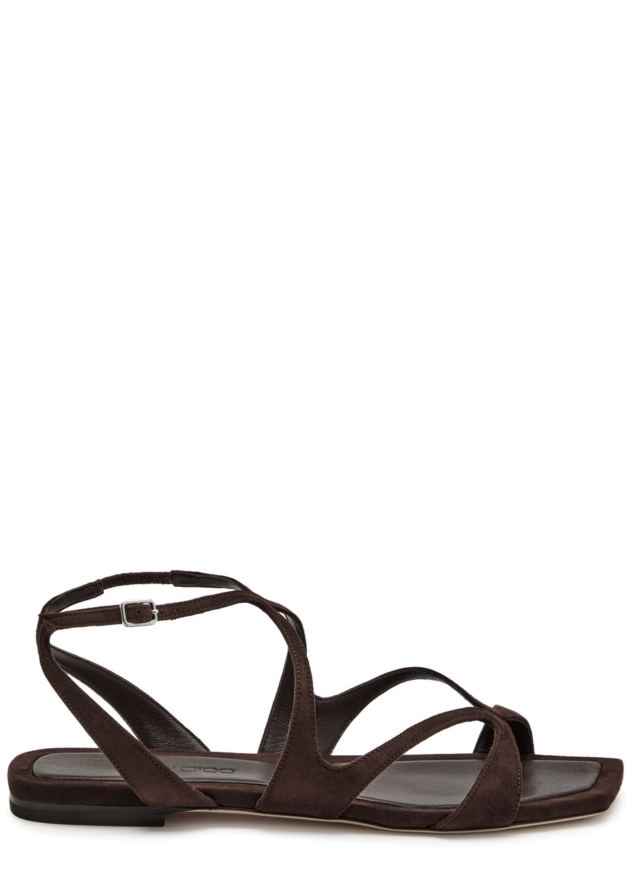 Jimmy Choo Ayla Brown Chocolate Designer Suede Sandals UK8 / EU41 - 41 (IT41 / UK8)