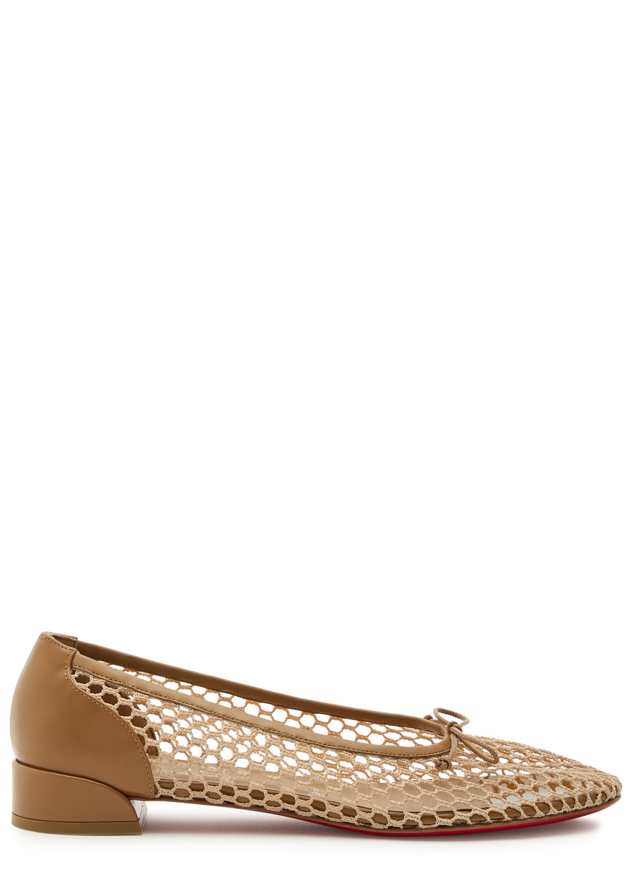 Christian Louboutin Sweetie Jane Mesh Ballet Flats - Tan - 41 (IT41 / UK8)