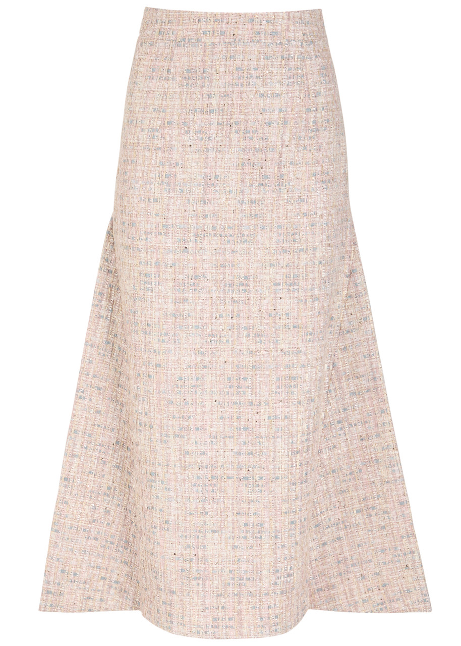Huishan Zhang Vicky Embellished Tweed Midi Skirt - Pink - 12 (UK12 / M)