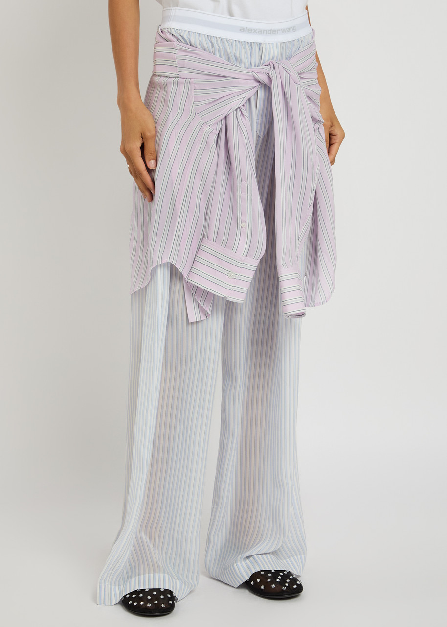 Alexander Wang Pre-styled Shirt Striped Silk-chiffon Trousers