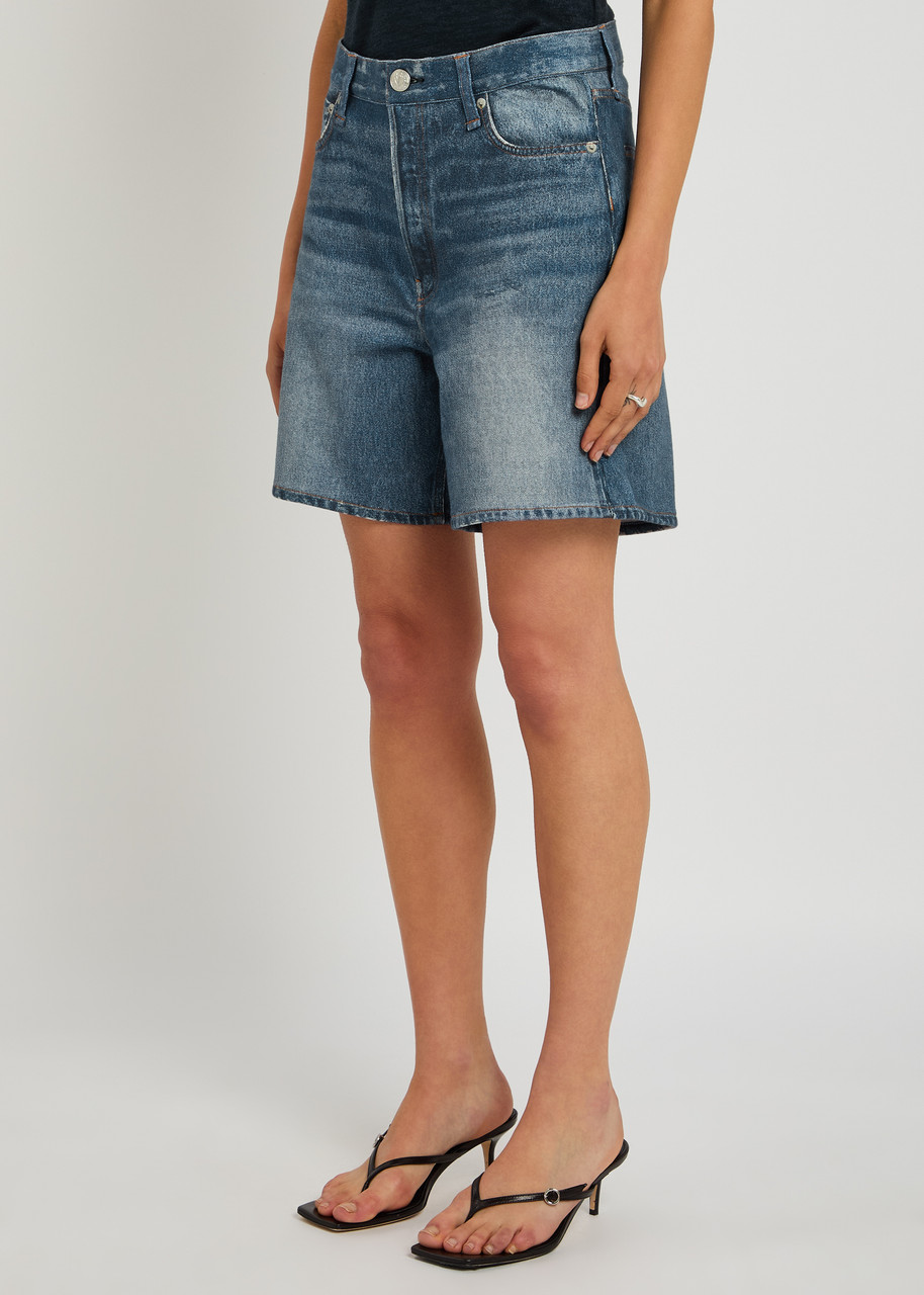Rag & Bone Miramar Refine Knit Kaia High Waist Relaxed Fit Faux Denim Ponte Shorts
