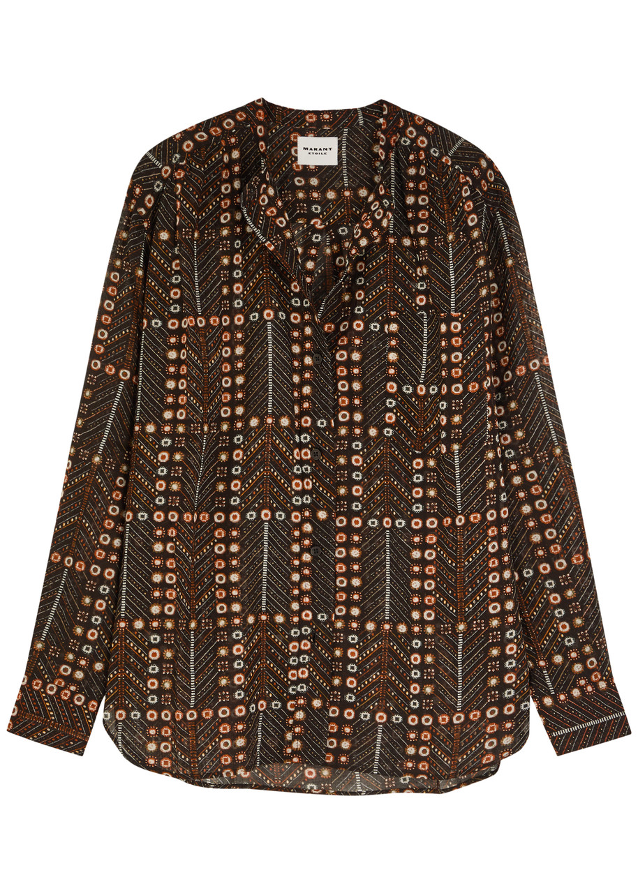 Isabel Marant étoile Mexica Printed Sheer Cotton Blouse - Black - 40 (UK12 / M)