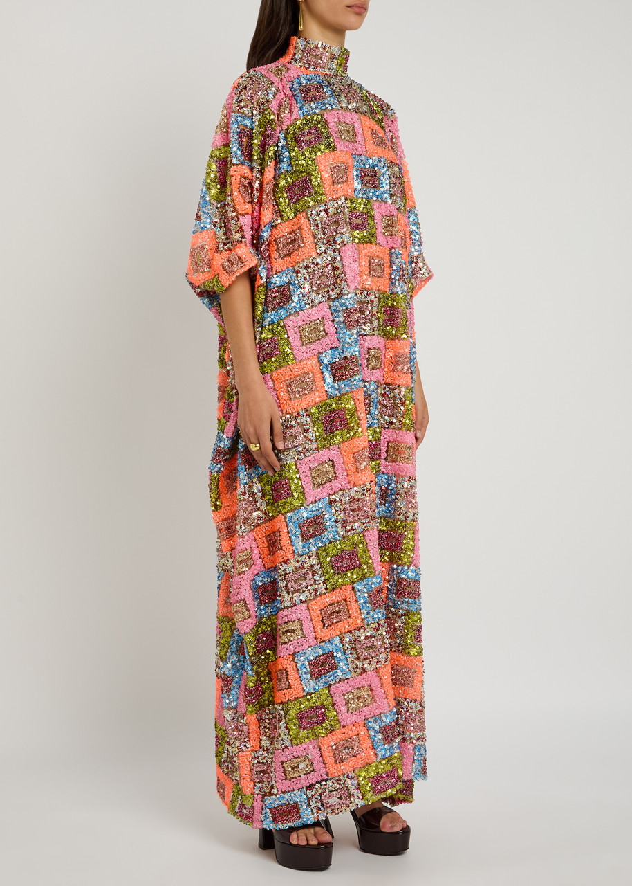Taller Marmo Bermuda Sequin-embellished Chiffon Maxi Kaftan Dress