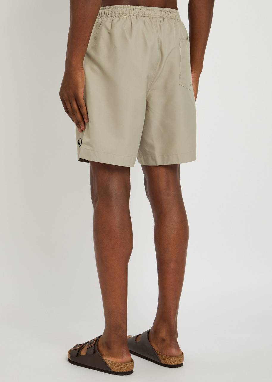 Fred Perry Logo-embroidered Shell Swim Shorts - Grey - Xl 