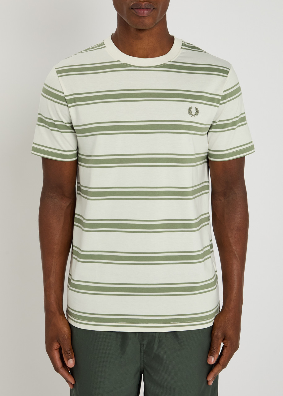 Fred Perry Striped Logo-embroidered Cotton T-shirt