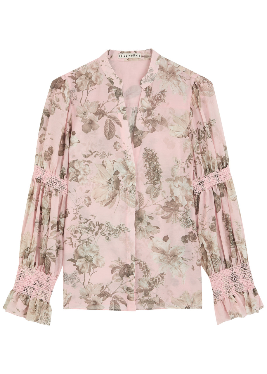 Alice + Olivia Ilan Smocked Cotton-blend Blouse - Multicoloured - S (UK8-10 / S)