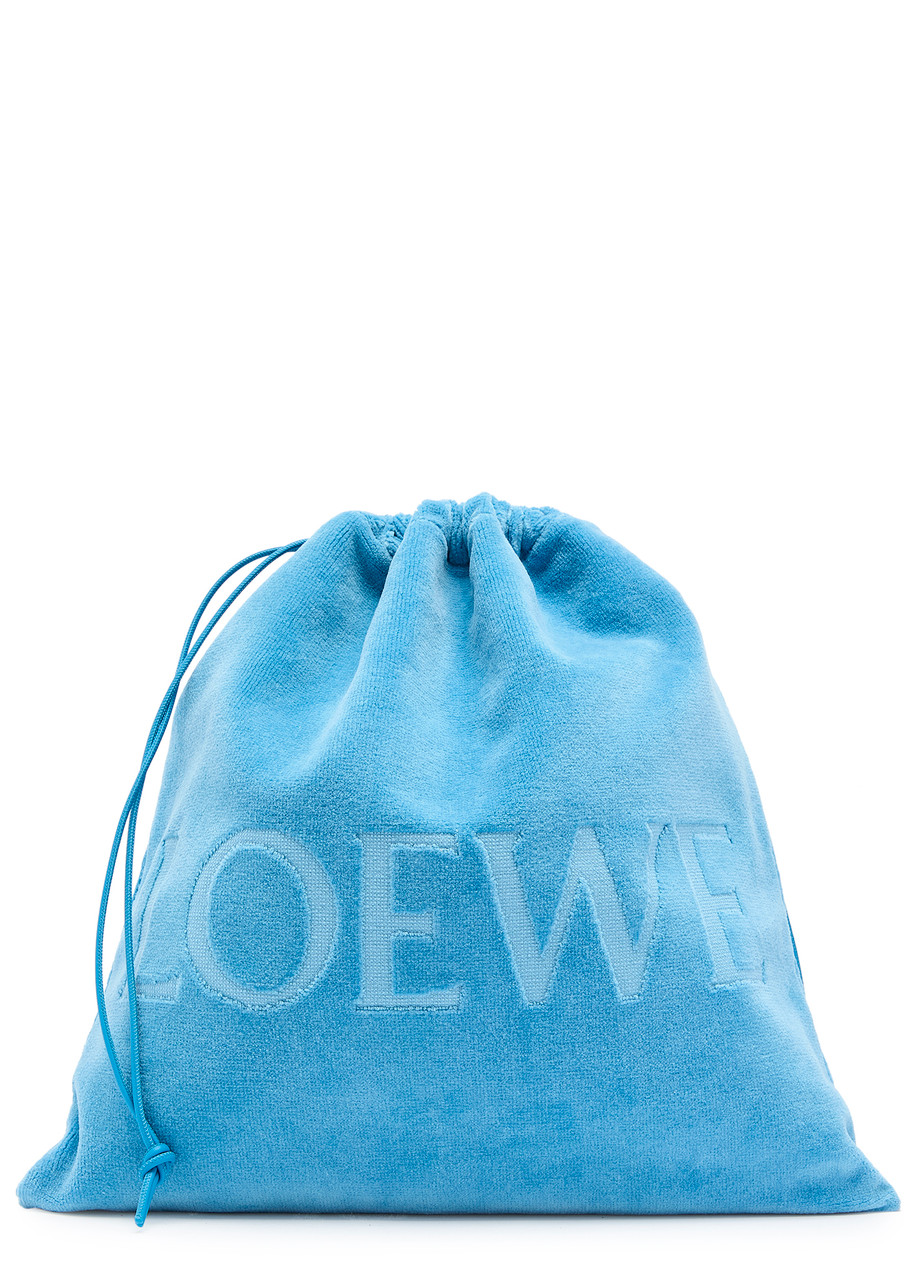 Loewe X Paula's Ibiza Drawstring Cotton Terry Pouch - Light Blue - One Size