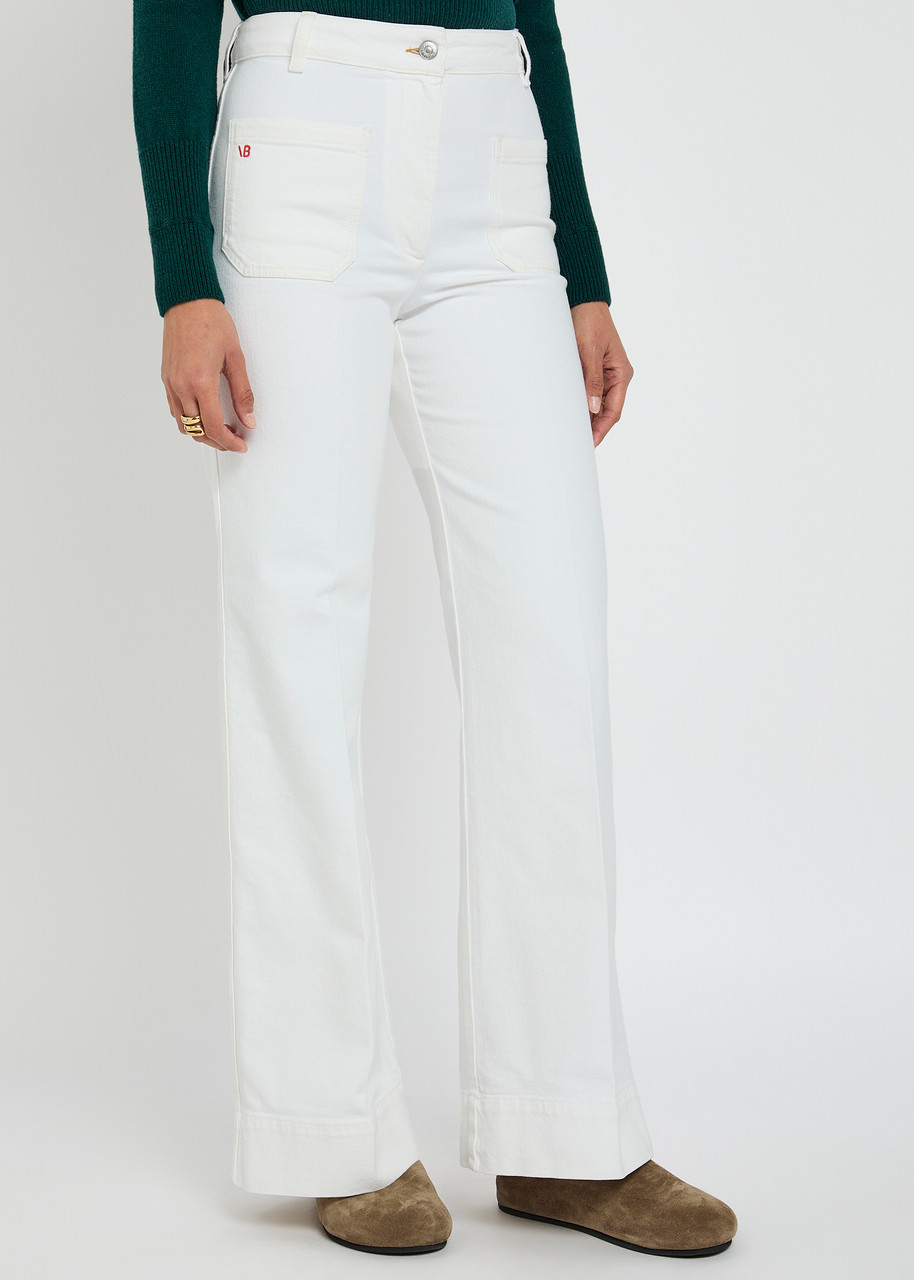 Victoria Beckham Womens Washed White Alina Flared-leg Denim Jeans In White