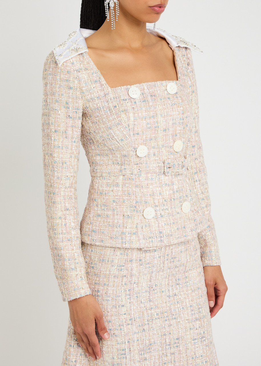 Huishan Zhang Tweed Embellished Goldie Jacket