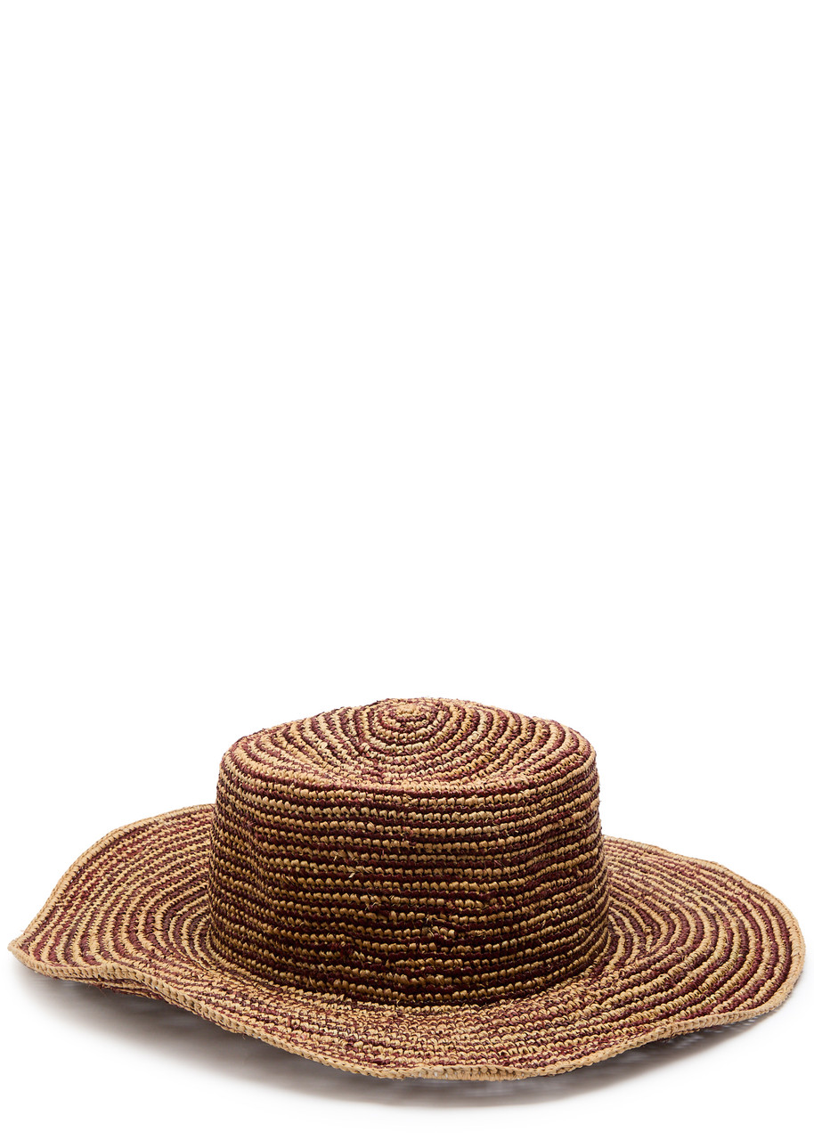  Sensi Studio Moldeable Crochet Straw Hat - Chocolate - S 