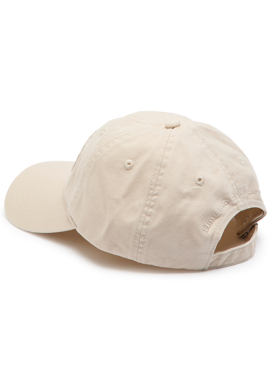 Ganni Womens Egret Washed Logo-embroidered Cotton-canvas Cap
