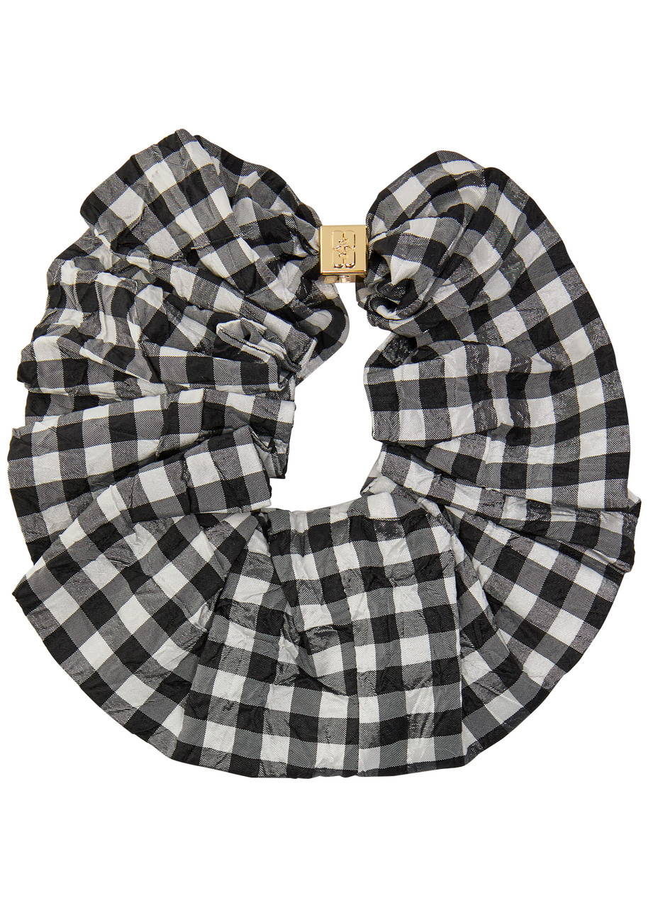 Ganni Checked Crinkled Taffeta Scrunchie