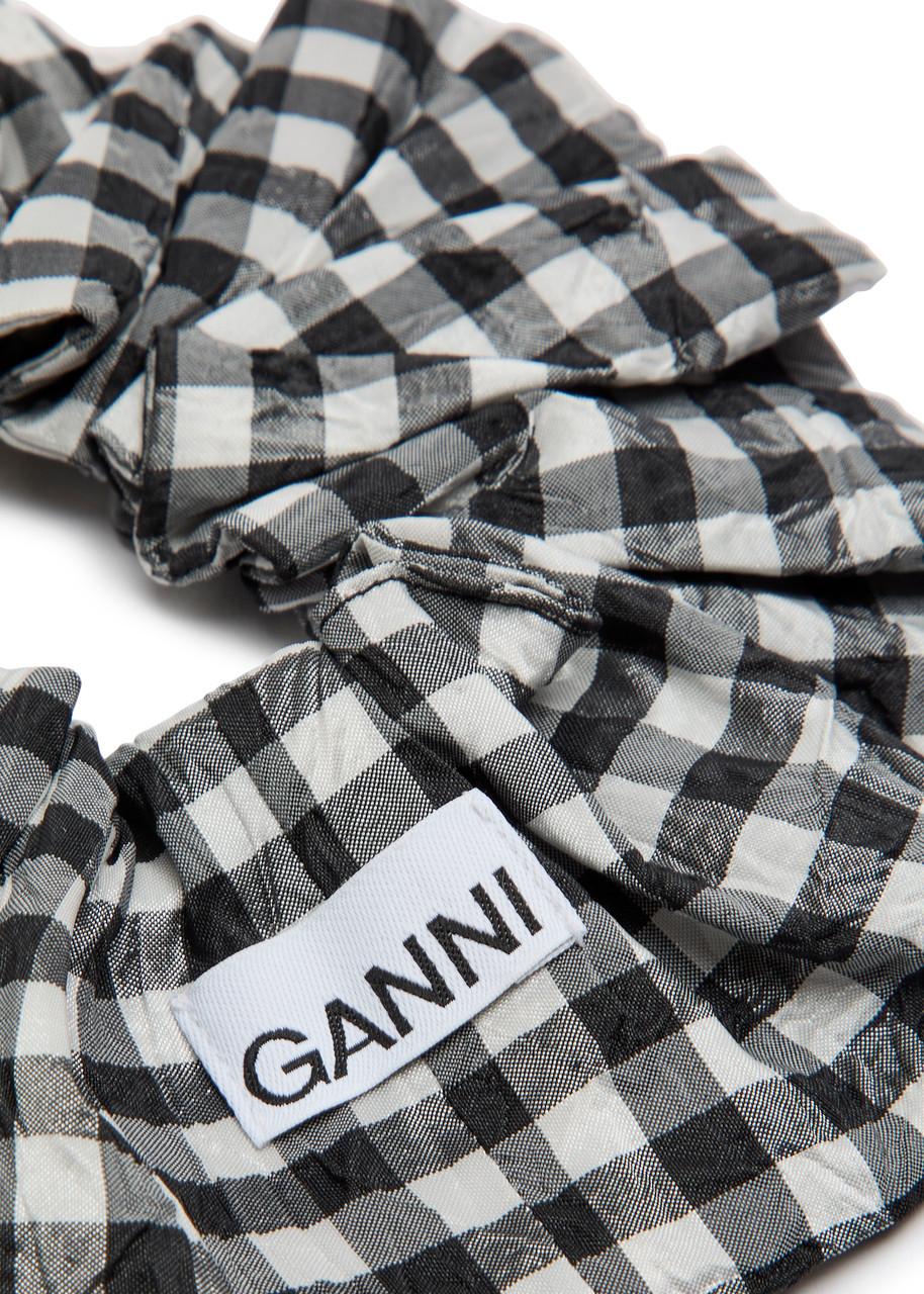 Ganni Checked Crinkled Taffeta Scrunchie