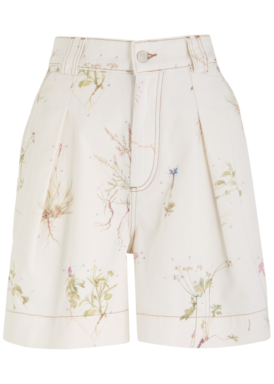 Erdem Floral-print Denim Shorts
