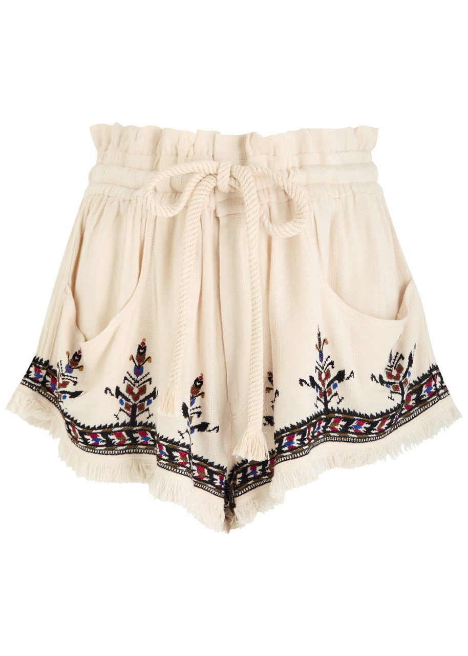 Isabel Marant Étoile Kriss Frayed Embroidered Jacquard Shorts