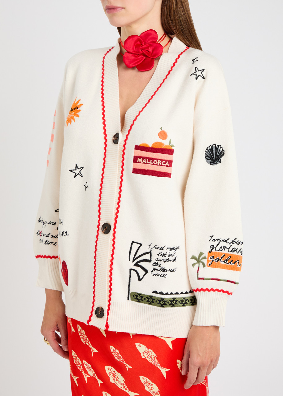 Never Fully Dressed Poema Martha Embroidered Knit Cardigan