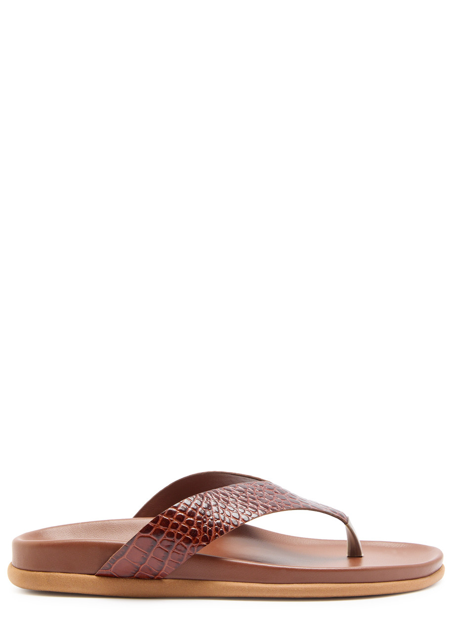 Ancient Greek Sandals Charys Footbed Leather Flatform Sandals - Burgundy - 39 (IT39/ UK6)