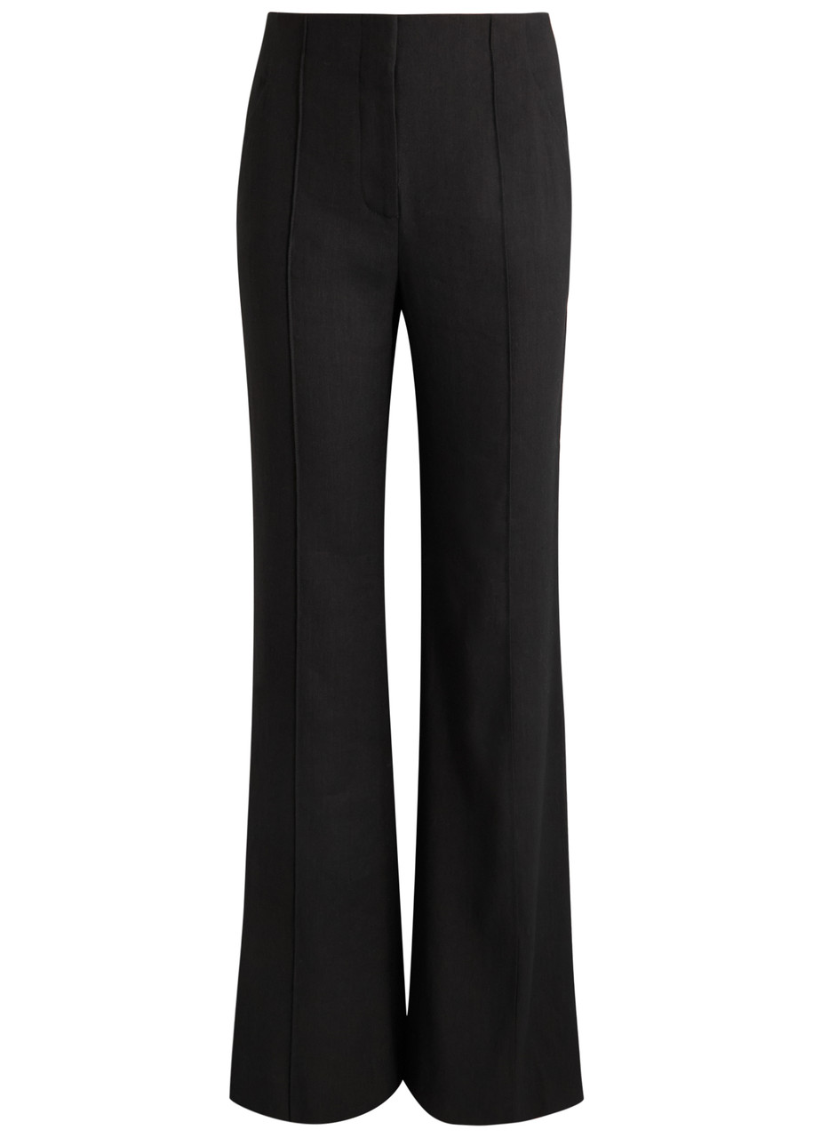 Veronica Beard Komi Straight-leg Linen-blend Trousers In Black