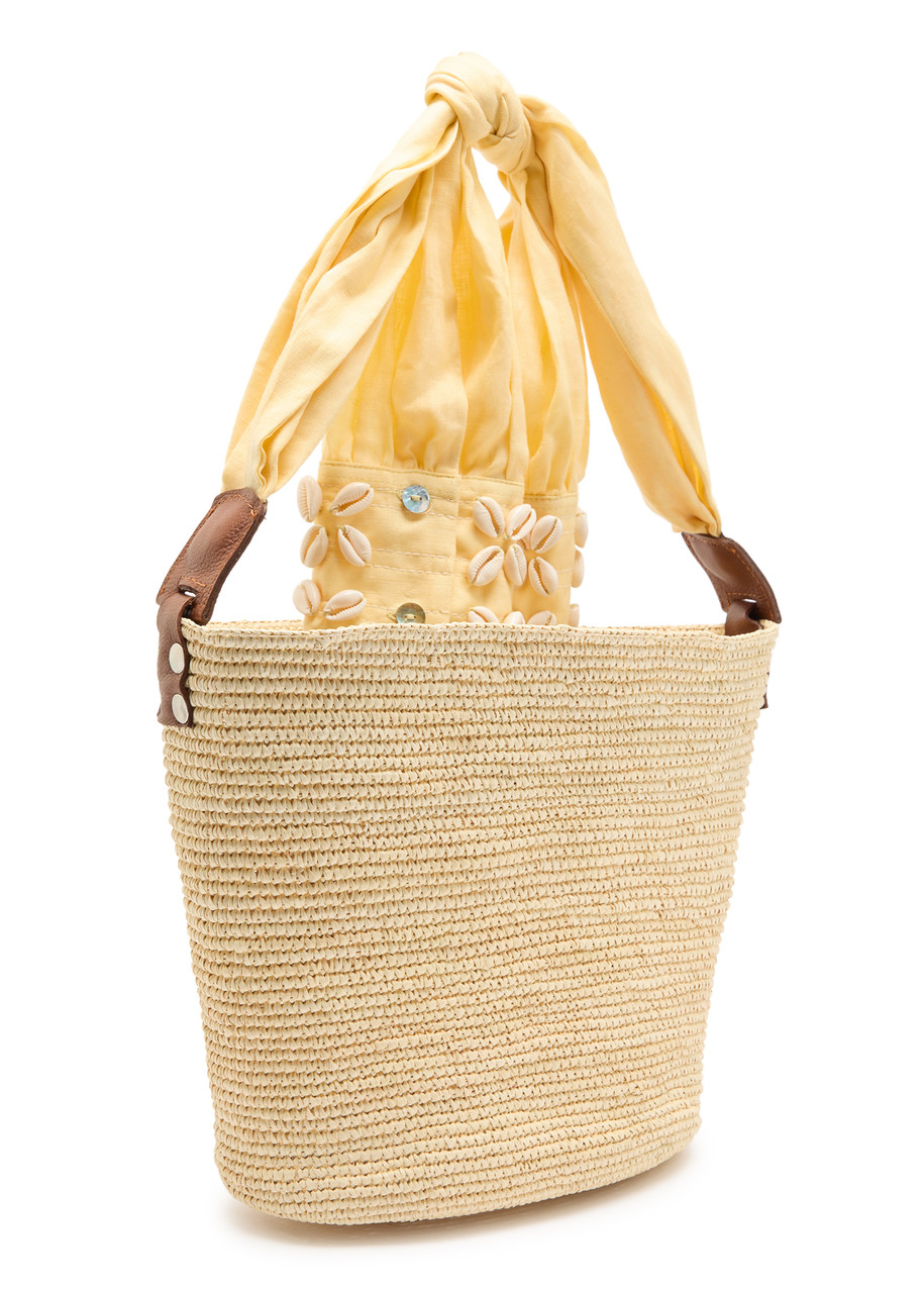 Sensi Studio Shell Sleeve Medium Straw Basket Bag