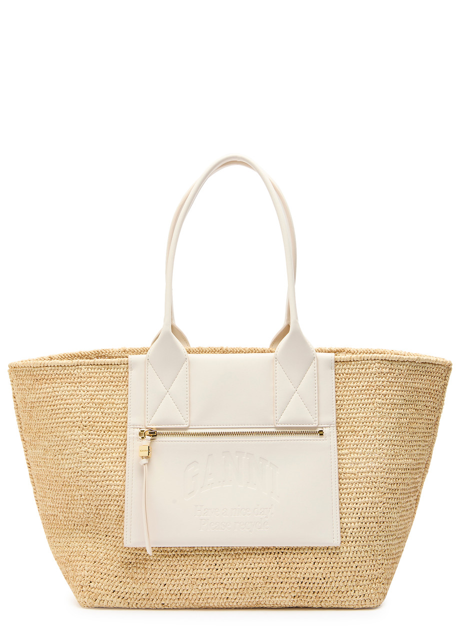 Ganni Easy Shopper Medium Raffia Tote