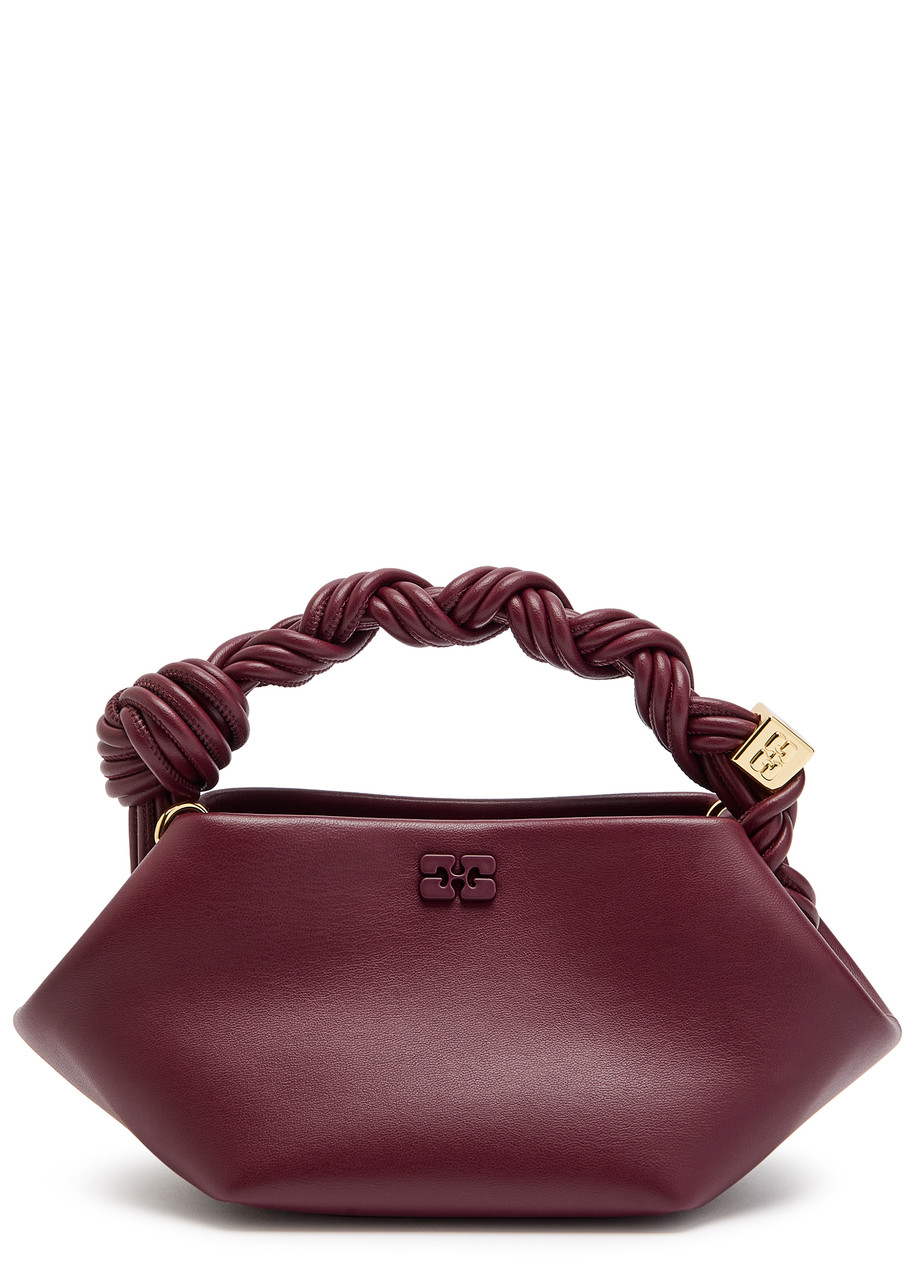 Ganni Bou Red Handbag With Butterfly Logo And Hand-braided Strands In Leather Woman