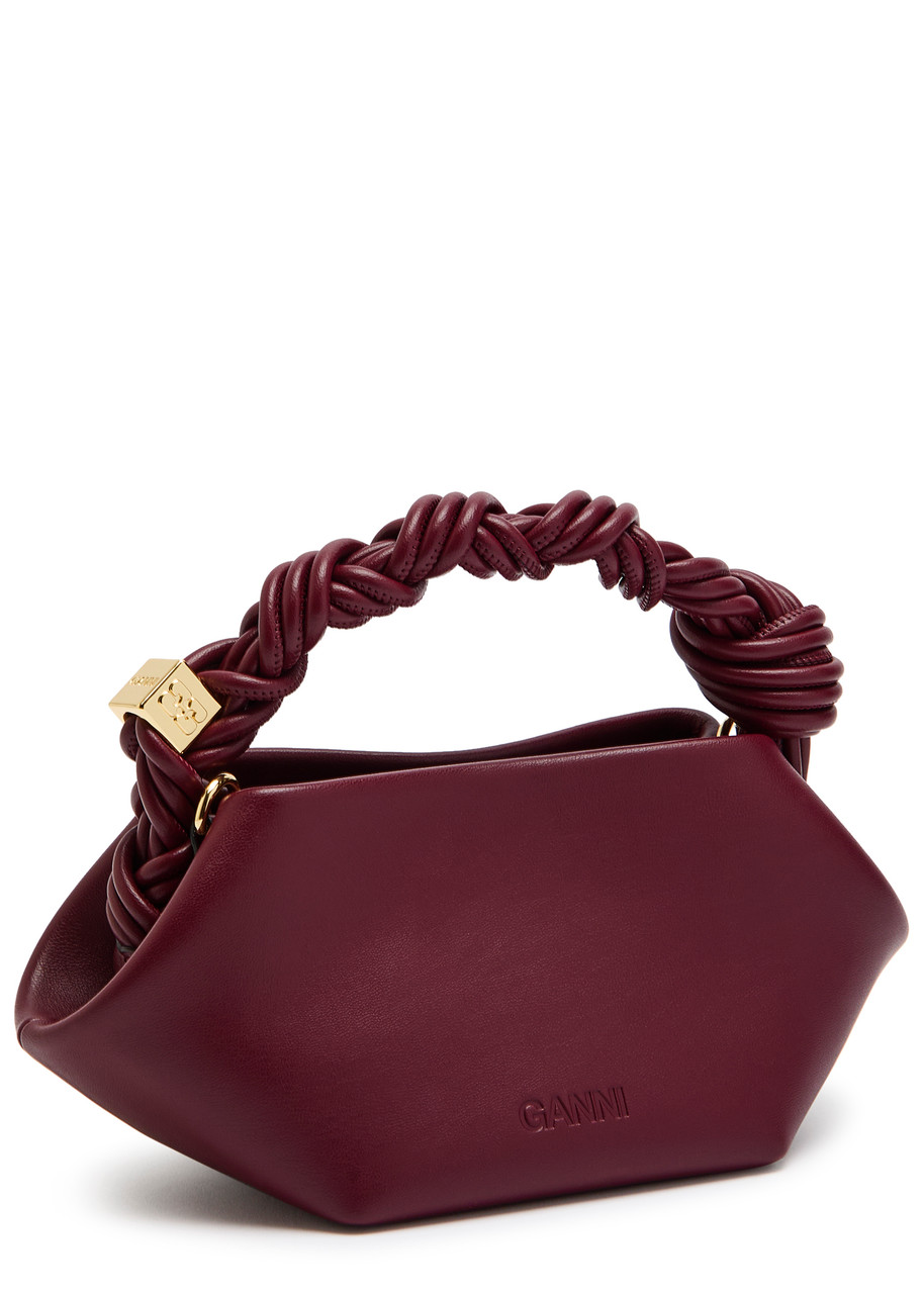 Ganni Bou Red Handbag With Butterfly Logo And Hand-braided Strands In Leather Woman