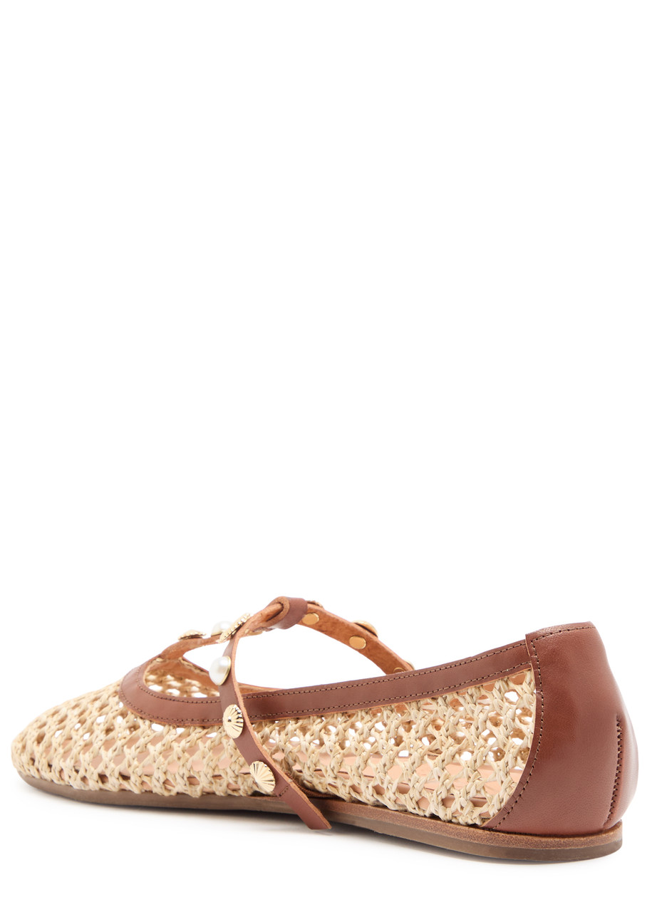 Ancient Greek Sandals Aerati Embellished Raffia Ballet Flats