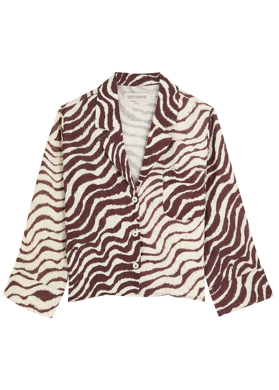 Desmond & Dempsey Tide Zebra-print Linen Shirt