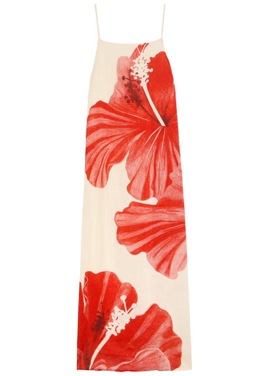 Desmond & Dempsey Floral-printed Linen Night Dress