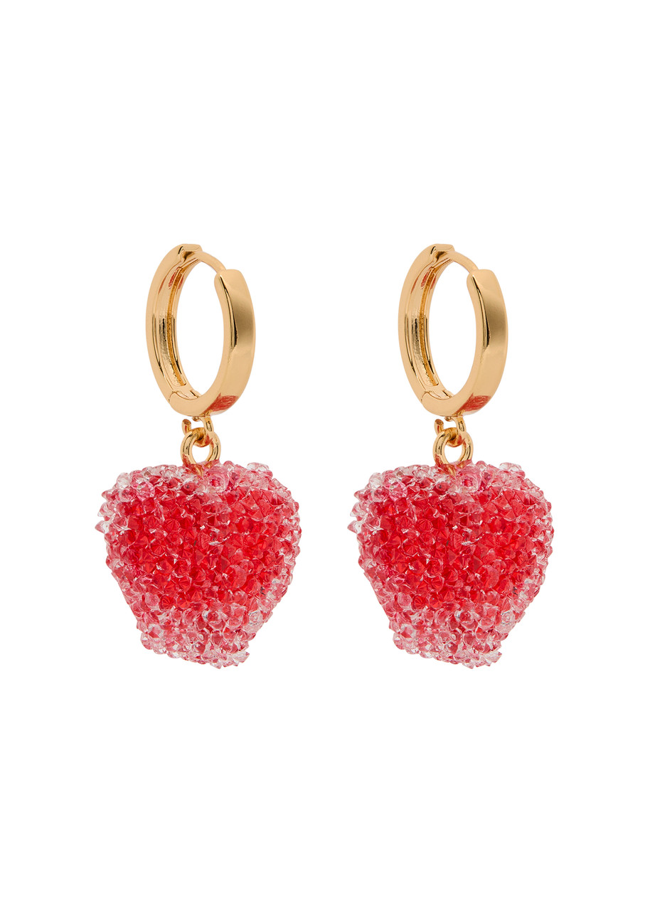 Crystal Haze Jelly Heart 18kt Gold-plated Hoop Earrings - Red - One Size