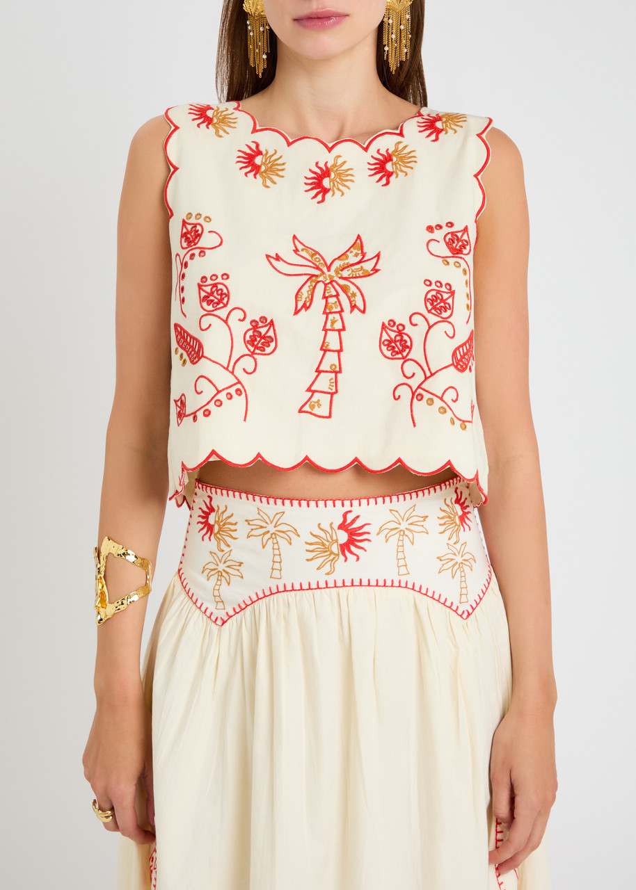 Never Fully Dressed Pollenca Embroidered Cotton Top