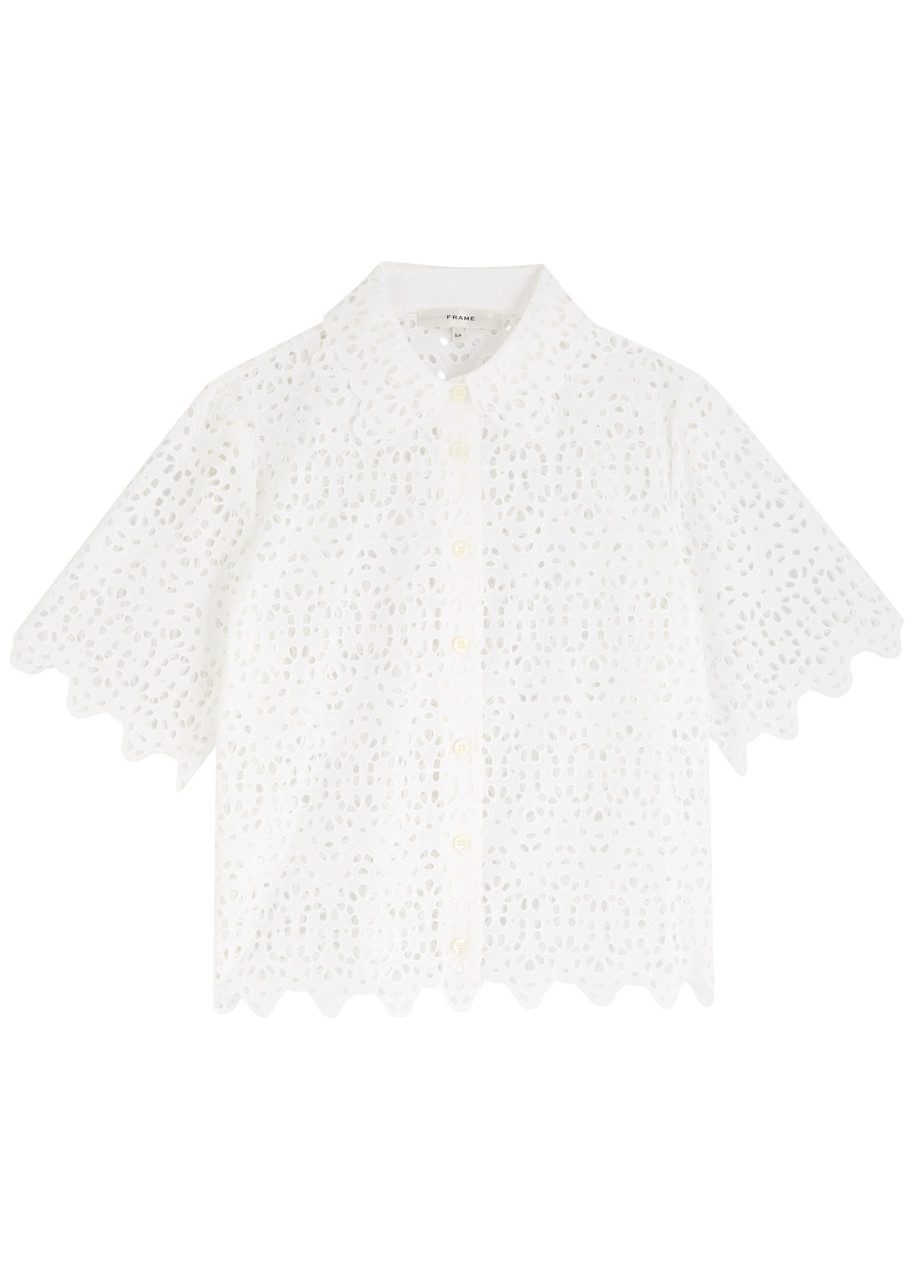 Frame The Deco Cotton Eyelet Button-up Shirt