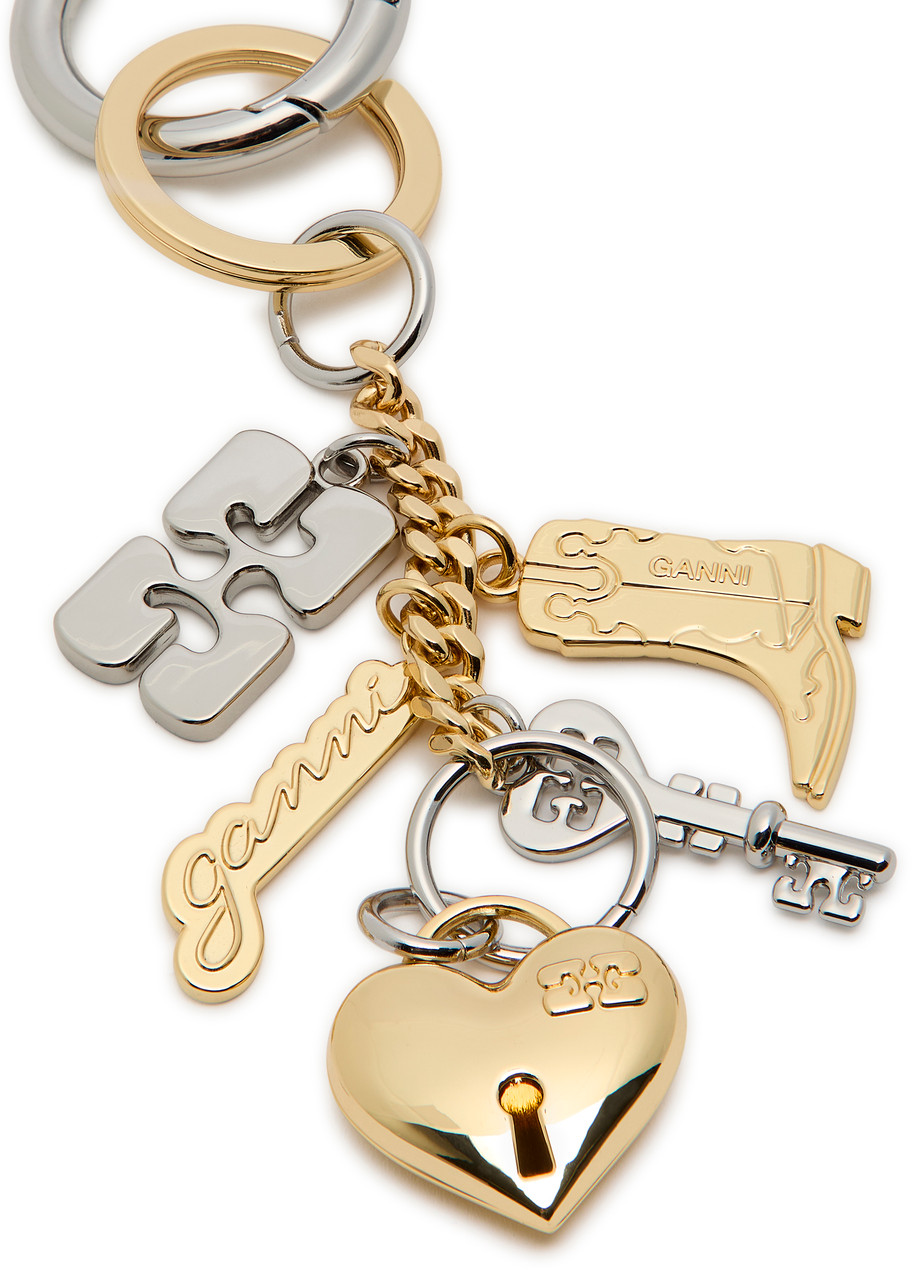  Ganni Bou Charms Two-toned Keyring - Gold - One Size 