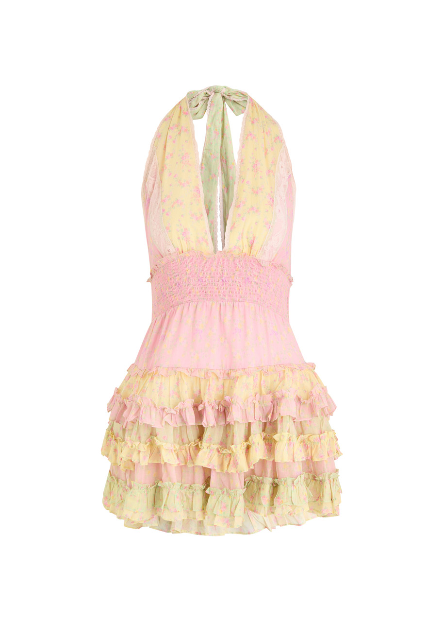 Loveshackfancy Quintelle Floral-print Cotton Mini Dress - Pink - L (UK14 / L)