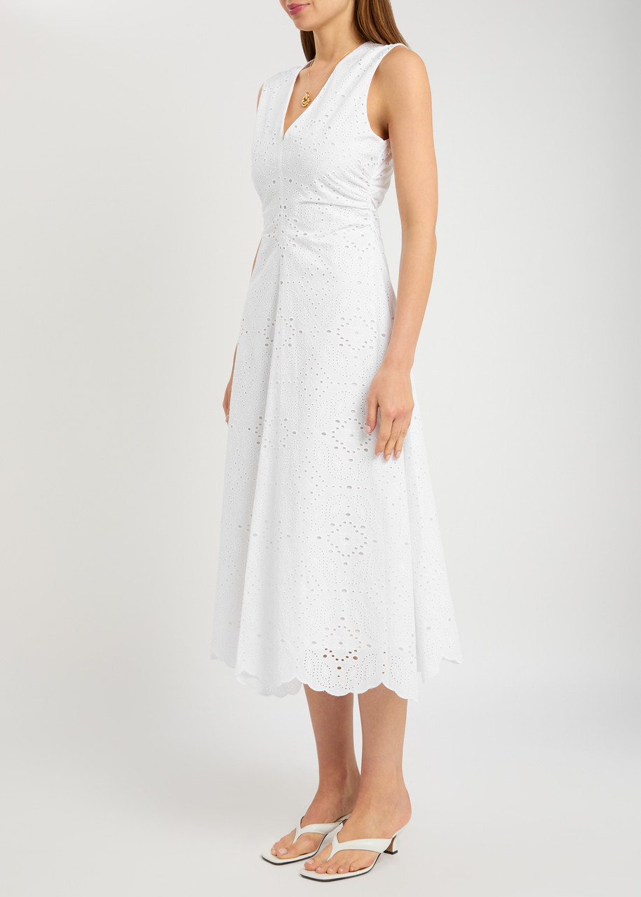 Veronica Beard Aven Cotton Eyelet Handkerchief Hem Dress