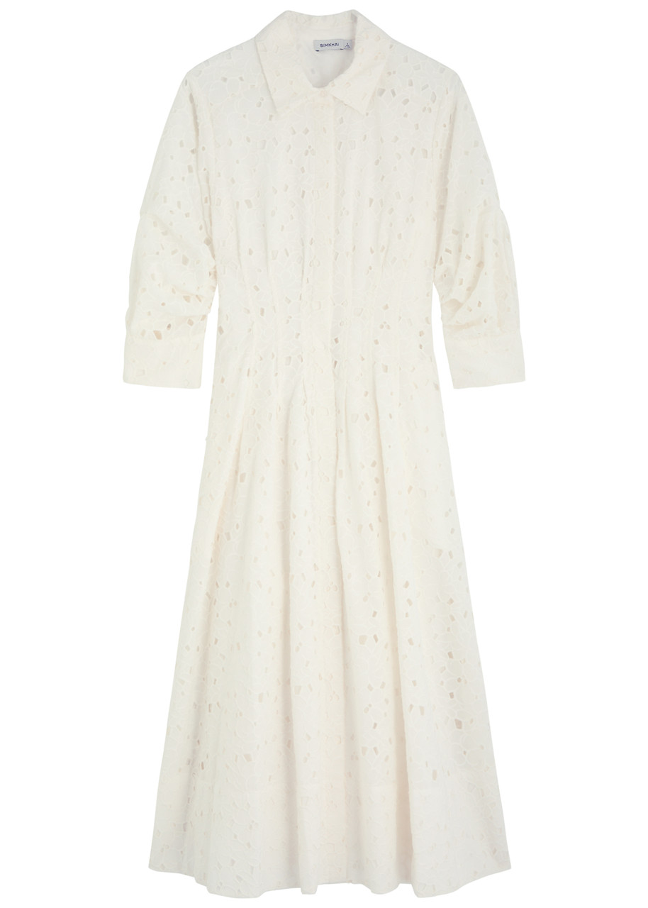 Simkhai Jonathan  Jazz Floral-embroidered Cotton Midi Dress