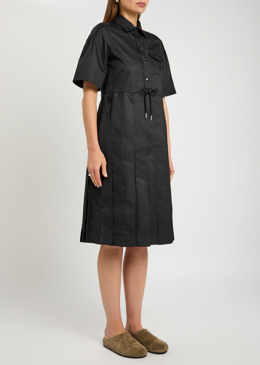 Moncler Pleated Cotton-blend Midi Shirt Dress