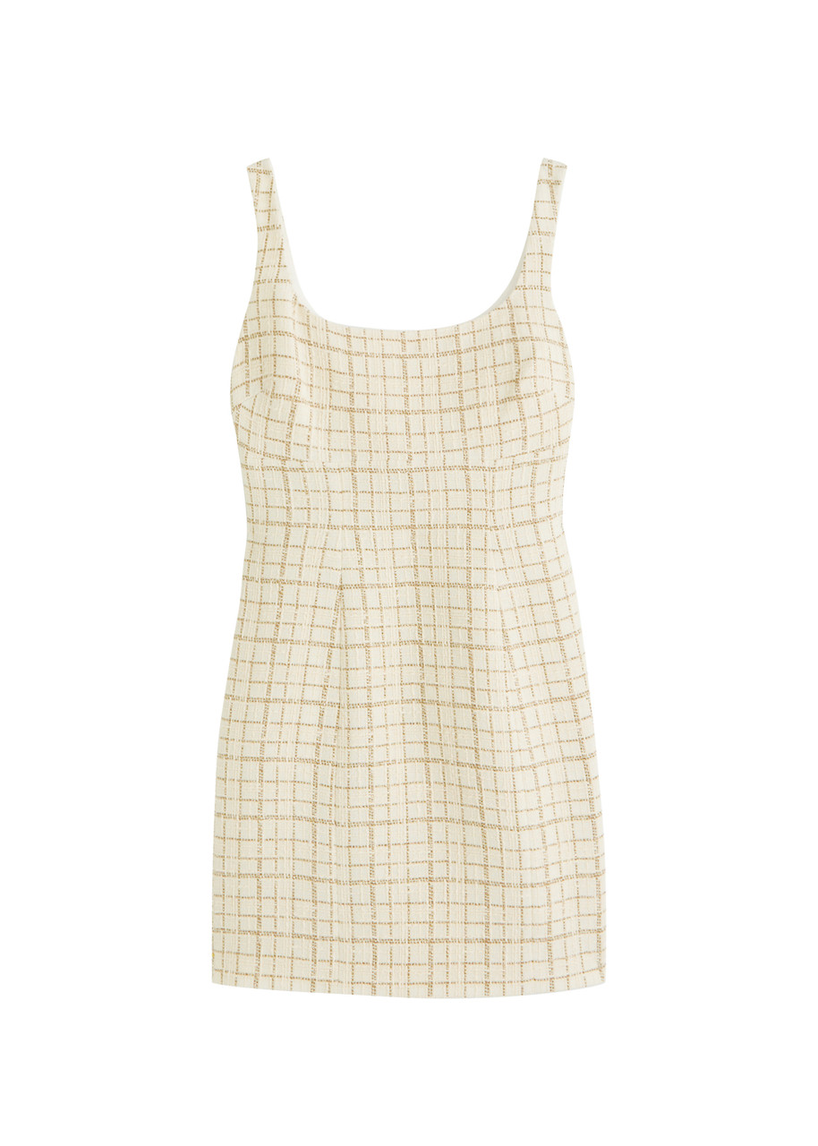 Veronica Beard Brigitte Metallic-check Cotton-blend Mini Dress