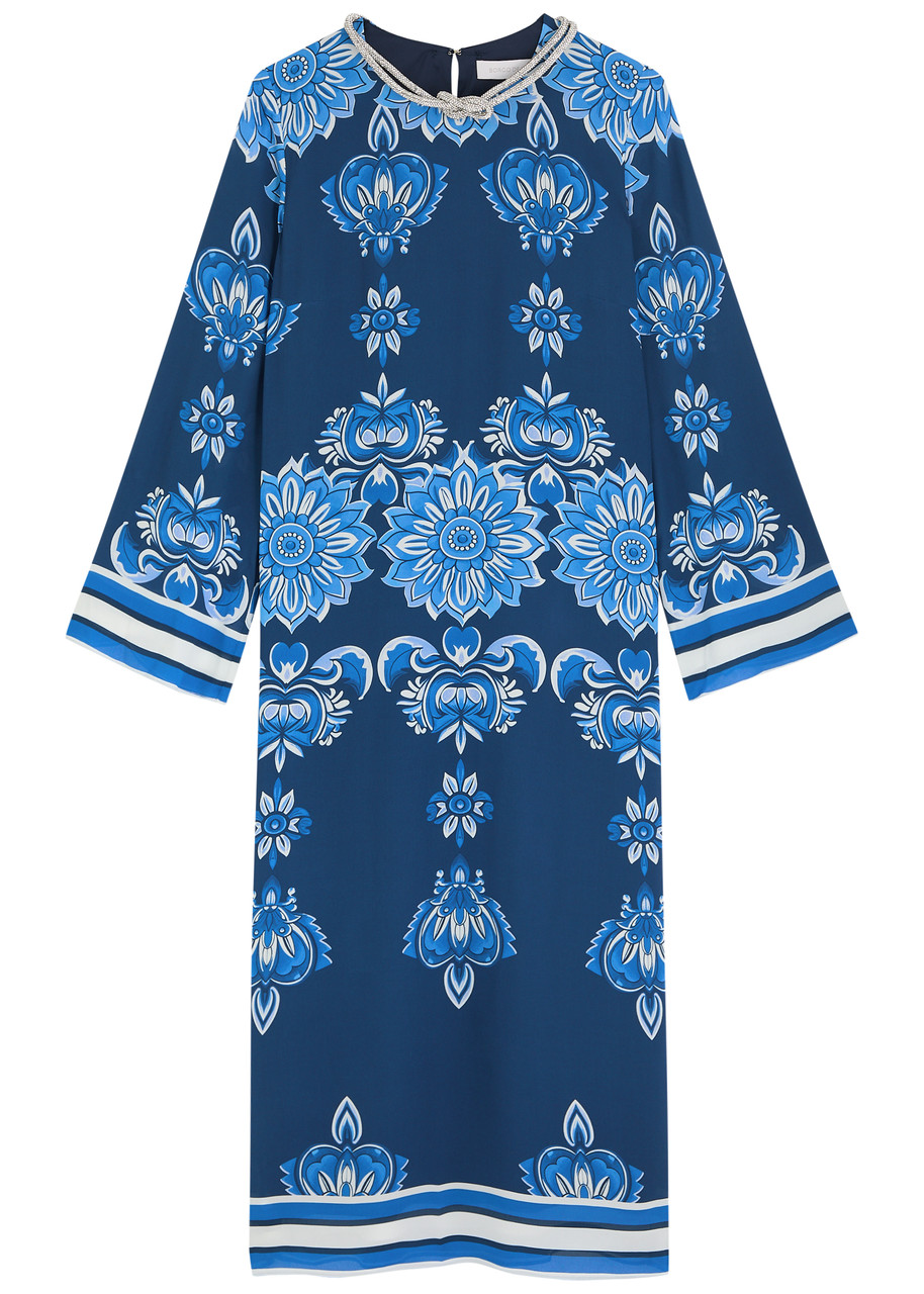 Borgo DE Nor Seraphina Floral-printed Chiffon Midi Dress - Blue
