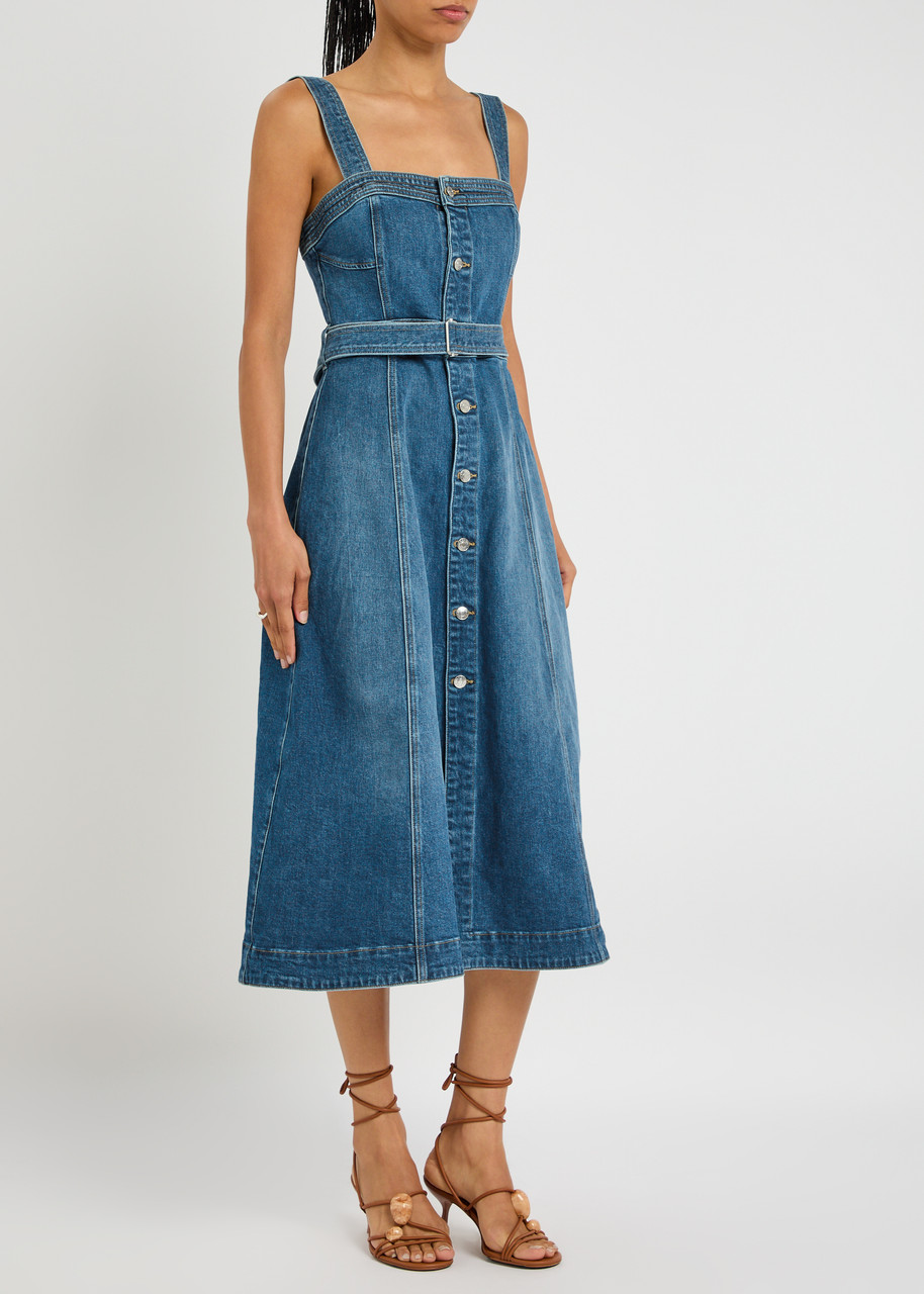 Simkhai Jonathan  Alba Panelled Stretch-denim Midi Dress