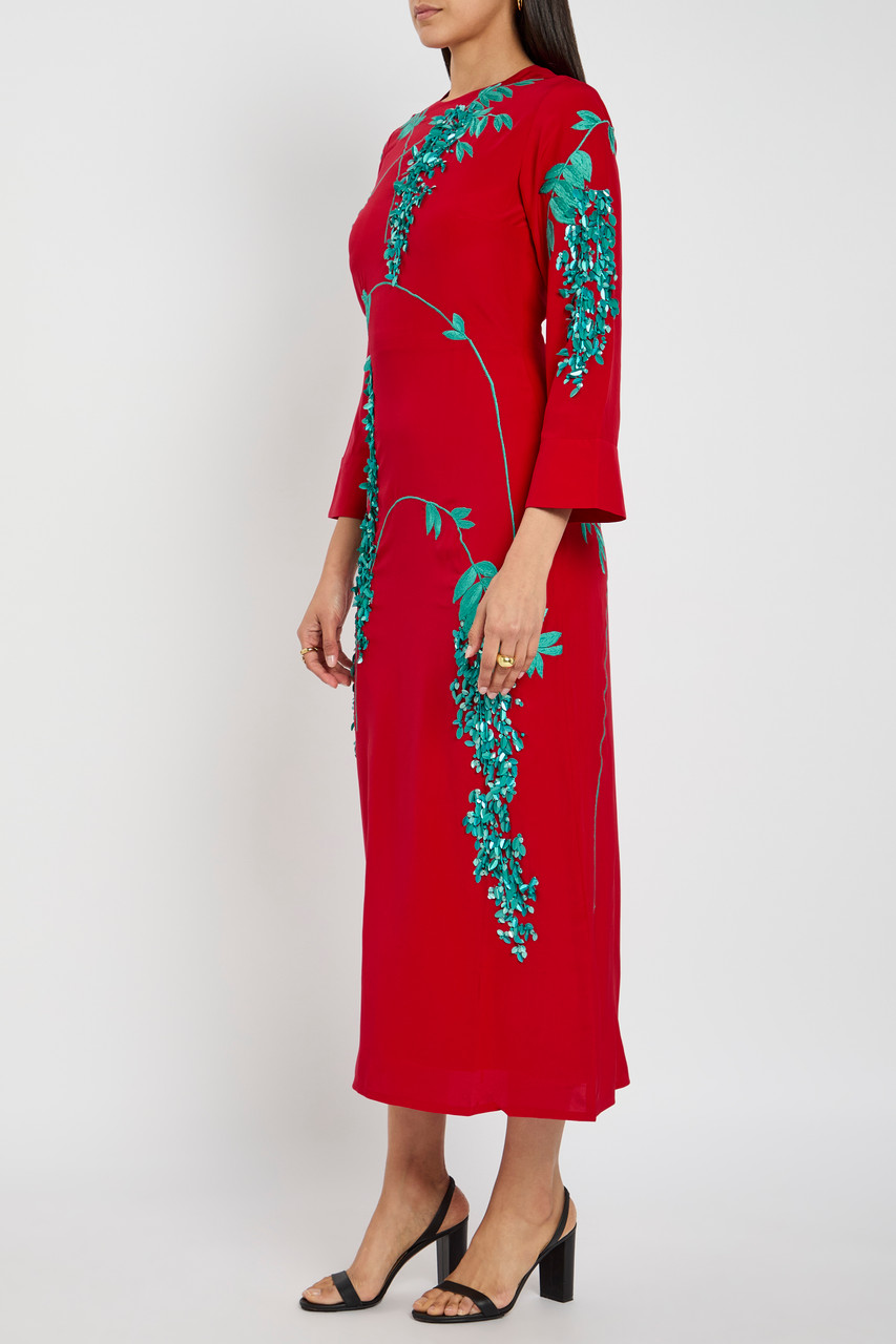 Bernadette Harry Embroidered Silk Maxi Dress
