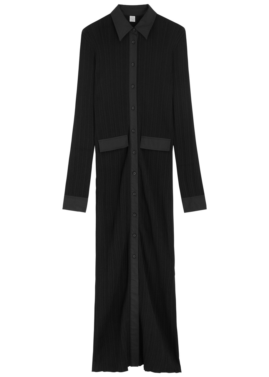 Totême Womens Button-down Knitted Shirt Maxi Dress Black