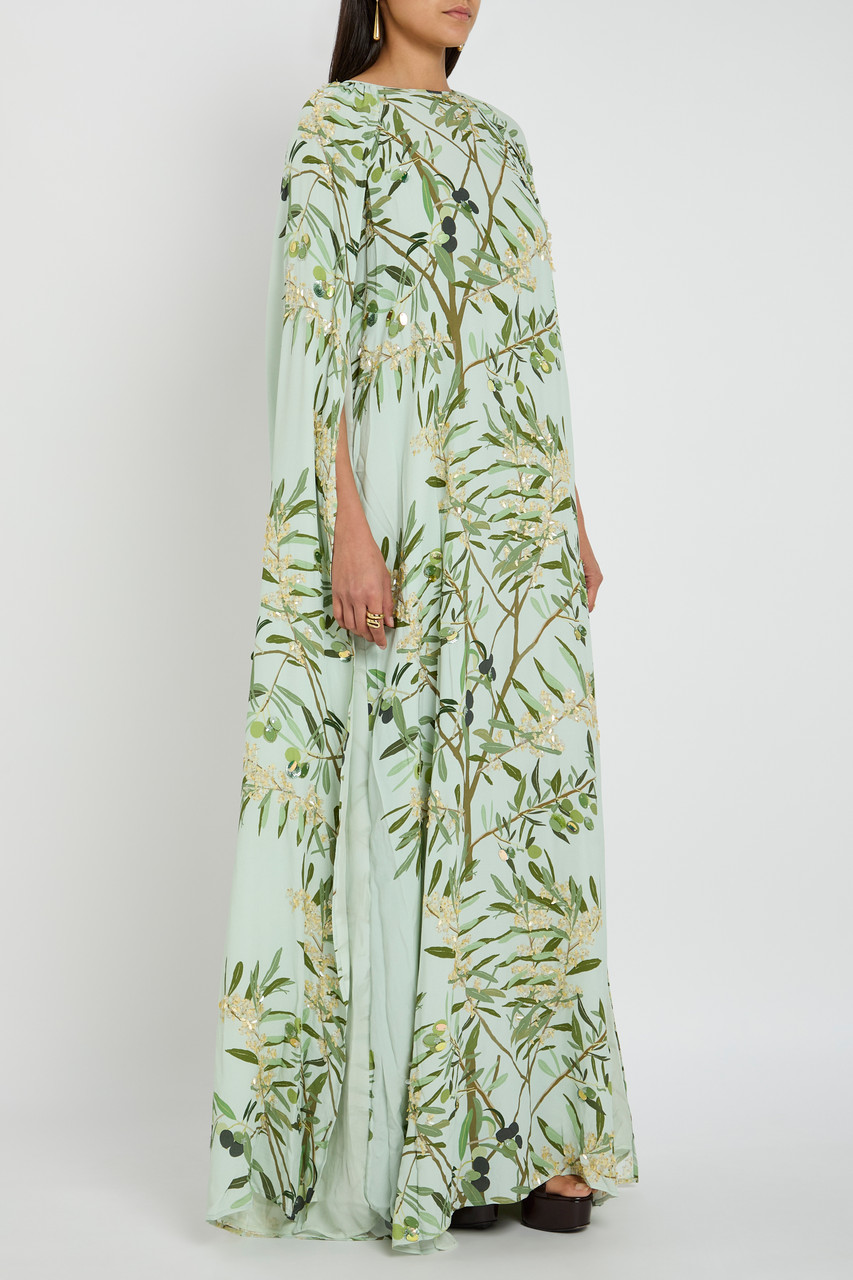 Bernadette Minnie Embroidered Draped Chiffon Gown