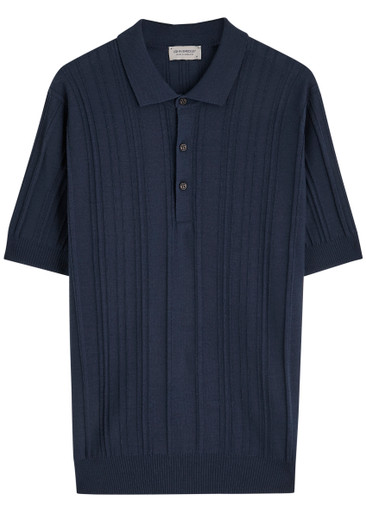 JOHN SMEDLEY: Jaxen ribbed wool polo shirt