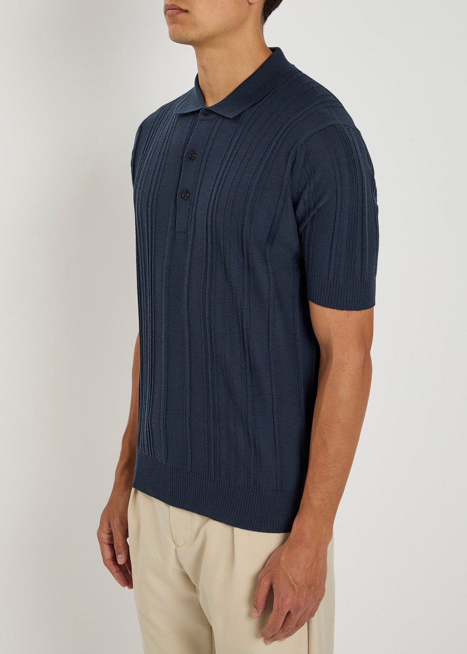 John Smedley Jaxen Ribbed Wool Polo Shirt